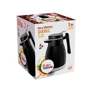 Bule Térmico Euro Parede Dupla de Inox Quebec com Capacidade para 1.2 Litros - Cor Preto