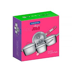 Jogo de panelas Tramontina em Inox Allegra com 04 Peças - Cor Prata