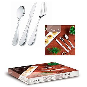 Faqueiro Mundial Gift Box Piamonte Hercules com 42 Peças - Cor Prata