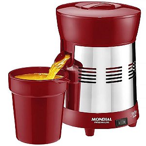 Espremedor de Frutas Mondial Turbo Red Premium E-24 250 Watts Bivolt - Cor Vermelho com Prata