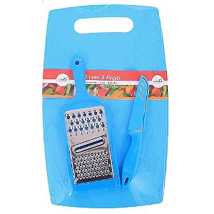 Tábua de Corte com Faca e Ralador - 03 Peças
