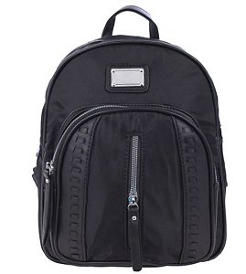 Bolsa Mochila com Detalhes em Relevo Preto