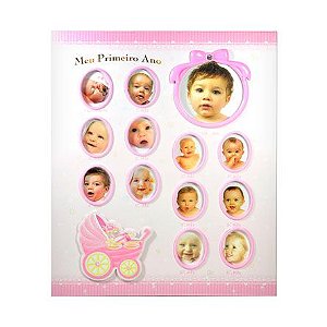 Álbum Baby Primeiro Ano para 100 Fotos 15x21 - Cor Rosa