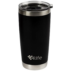 Copo Térmico 4LIFE de 590ml com Tampa em Aço Inoxidável Preto com Prata