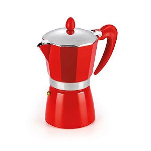 Cafeteira Italiana de Alumínio 630ml para 09 xícaras de 70ml Vermelha ETILUX