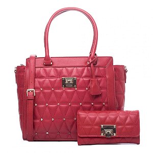 Bolsa Feminina Kit MODACC Vermelho Bolsa Grande + Bolsa Carteira