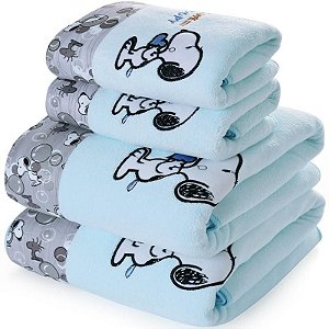 Conjunto de Toalha de Banho Infantil Bordado Desenhos Animados Snoopy