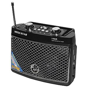 Rádio Portátil FM SW MEGA STAR RX-751BTN 800 Watts P.M.P.O com Bluetooth Bivolt Preto