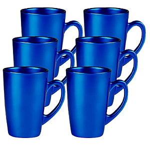 Jogo de Canecas de Vidro Cusco Azul 200ml 06 peças ETILUX