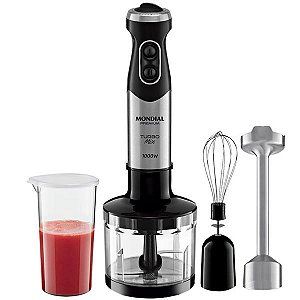Mixer Mondial Turbo Mix M-11 1.000 Vatts com Batedor Fuê e Processador de Alimentos 220-240 V ~ 50 60 Hz - Cinza com Preto