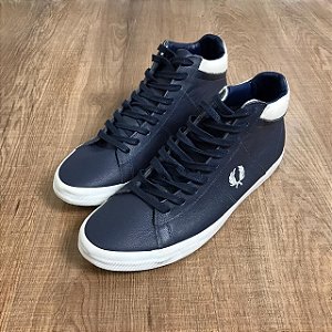 Bota Fred Perry em Couro - Cor Azul Marinho com Branco