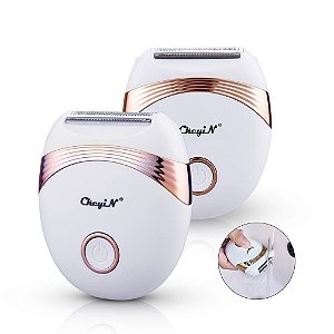 Depilador CkeyiN Penteado Elétrico Removedor de Cabelo Corpo Rosto Perna Braço Axila Braço Lavável Barbeador - Cor Branco