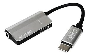 Adaptador Tipo C para Fone de Ouvido KP-AD002 Carregador Preto KNUP