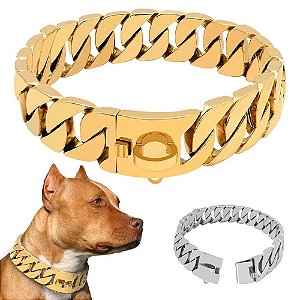 PET - Colar para de Cães de Grande Porte de Luxo Design de Aço Inoxidável Colar Pesado