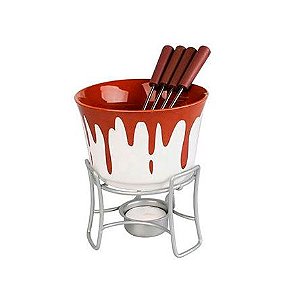Fondue de Cerâmica em Aço Inox Bruxelas com 06 Peças ETILUX