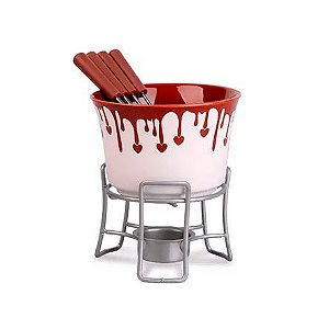 Fondue de Cerâmica Inox Chocolate com 06 Peças BRINOX