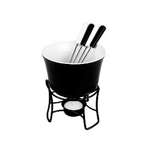 Fondue de Cerâmica e Inox Zermatt com 06 Peças Preto ETILUX