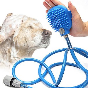 PET - Ferramenta Pulverizador e Scrubbe Banho para Cães e Gatos de Estimação Azul