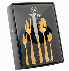 Faqueiro de inox ROJEMAC Pisa Dourado 30 peças