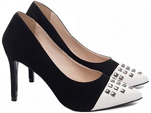 Sapato Scarpin TORRICELLA Preto Nobuck Salto Fino
