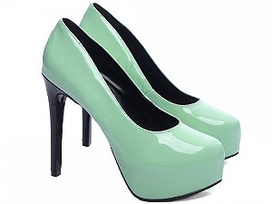 Sapato Meia Pata TORRICELLA Verde Verniz Salto 13cm