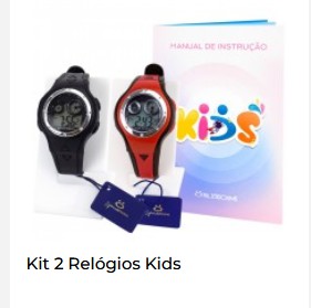 KIT Relógio Kids Orizom Preto e Vermelho