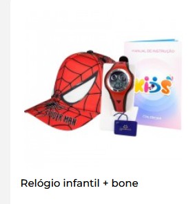 KIT Relógio Kids Orizom Digital Vermelho + Boné Homem Aranha