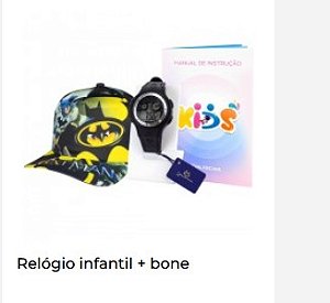 KIT Relógio Kids Orizom Digital Preto + Boné Batman