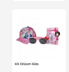KIT Óculos Kids Orizom Rosa + Boné Frozen + Maquiagem