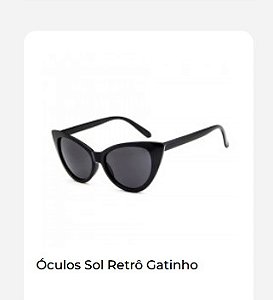 Óculos de Sol Feminino Orizom Retrô Gatinho Preto