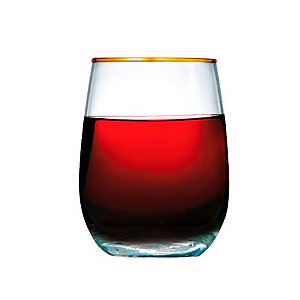 Copo de Vidro Esmerald 500ml Filete Dourado RUVOLO