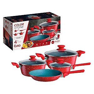Jogo de Panela Euro Colorstone alumínio Volcano com 04 Peças