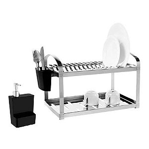 Kit Escorredor de Pratos com Dispenser e Suporte para Talheres BRINOX