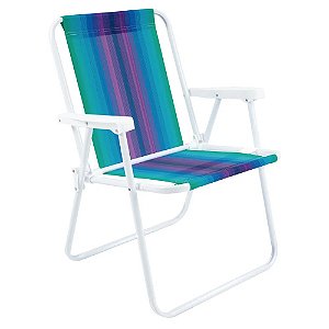 Cadeira Dobrável Alta para Praia Verde Água Azul Roxo MOR