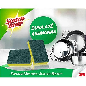 Esponja Lava Louça Multiuso Dupla Face para Limpeza Pesada Scotch Brite Unitário 110mm X 75mm X 20mm 3M