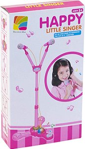 Microfone Infantil Brinquedo Karaoke com Pedestal e Luz RAINBOW MAX