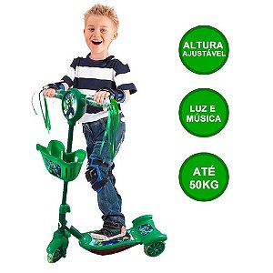 Patinete Musical Infantil Brinquedo Criança Cestinha Parque 03 Rodas