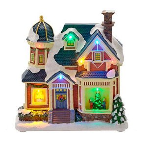 Cenário Natalino em Resina Casa com Luz 21x06x22 cm Mabruk