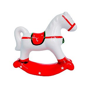 Cavalo em Cerâmica Natalino 14x04x14 cm Rio Master