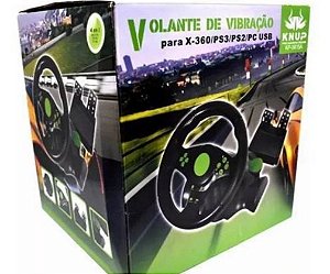Controle Volante Racer KP-5815A para Xbox360 Ps3 Ps2 PC USB Verde KNUP