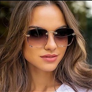 Óculos de Sol Moda Feminino Formato Quadrado Retrô Aparado Tons UV400