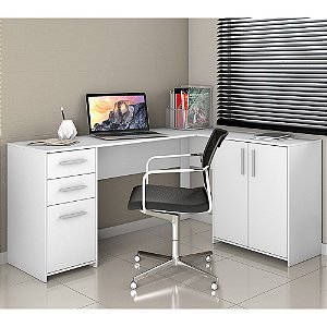 Mesa Office Para Escritório 02 Gavetas 03 Portas Branco NOTÁVEL