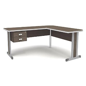 Mesa Office para Escritório em L 150x175cm Teca Itália Kit Office com Chave Kappesberg