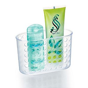 Porta Shampoo em PS Cristal com Ventosa 19x12cm ARTHI