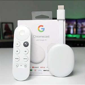Chromecast 4 Acessório Smart TV Google Chromecast 4 Ultra Hd 4k Hdr 60fps Branco