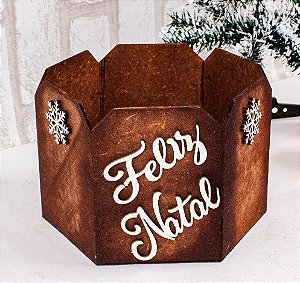 Cesta Porta Panetone de Madeira Porta 1kg para Presentes