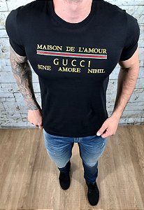 Camiseta Masculina GUCCI Preto Maison de L'Amour