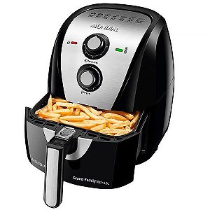 Fritadeira Elétrica Mondial Grand Family Inox AF-55i 1.900 watts 220V ~ 50 / 60 Hz Preta com Prata
