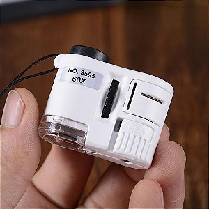 Lupa portátil PCS 60X Mini Bolso Microscópio Detector de Moeda Branco