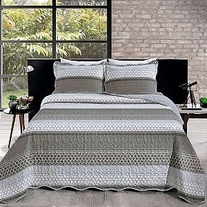 Colcha Queen 2,4M x 2,6M Boutis Dinis 02 Cinza SANTISTA